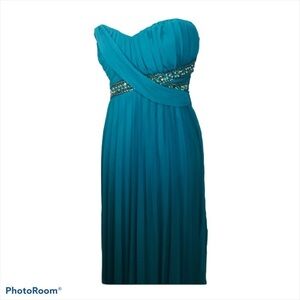 City tangle turquoise green‎ strapless prom dress